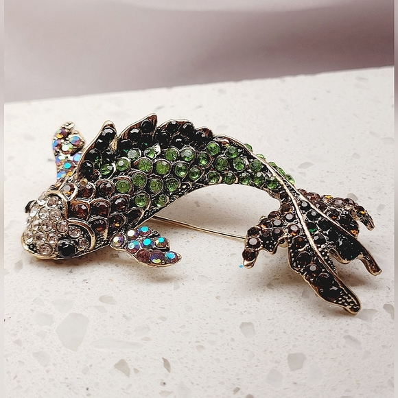 Jewelry | Koi Fish Multicolored Crystals Brooch Pin Pendant Nwt | Poshmark